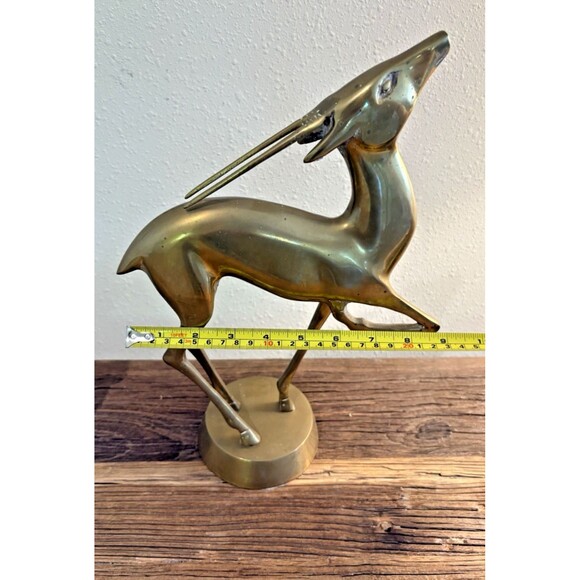 Vintage Brass MCM Large Antelope Gazelle Deer Figurine 13.5 Inches - Picture 12 of 12